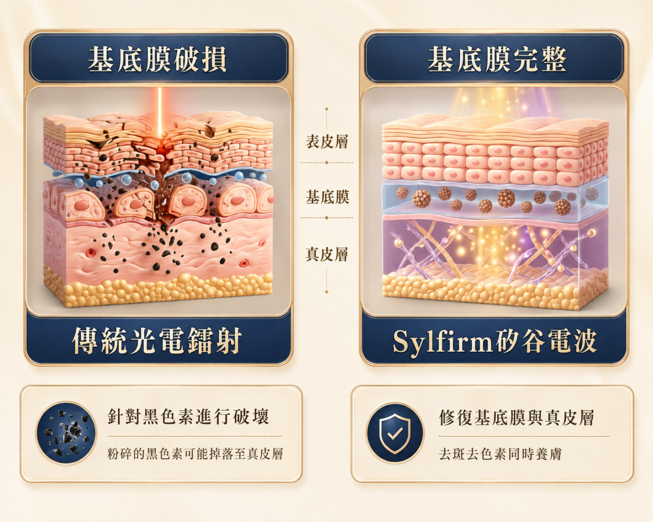 基底膜破損 vs 基底膜完整
