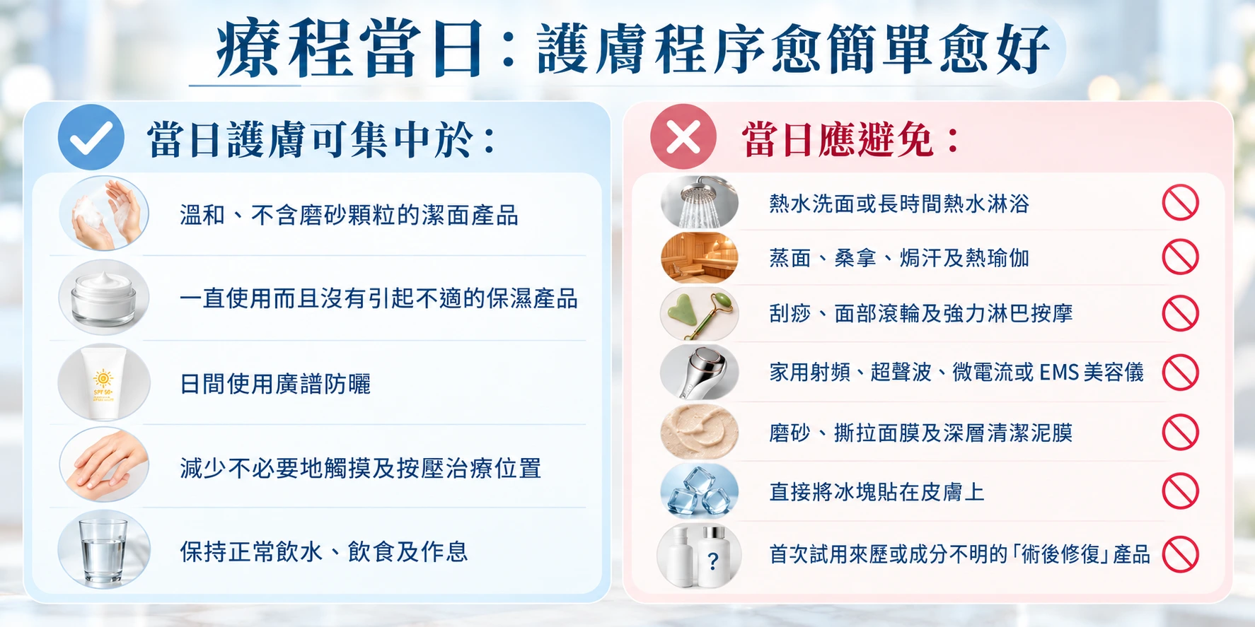 療程當日：護膚程序愈簡單愈好