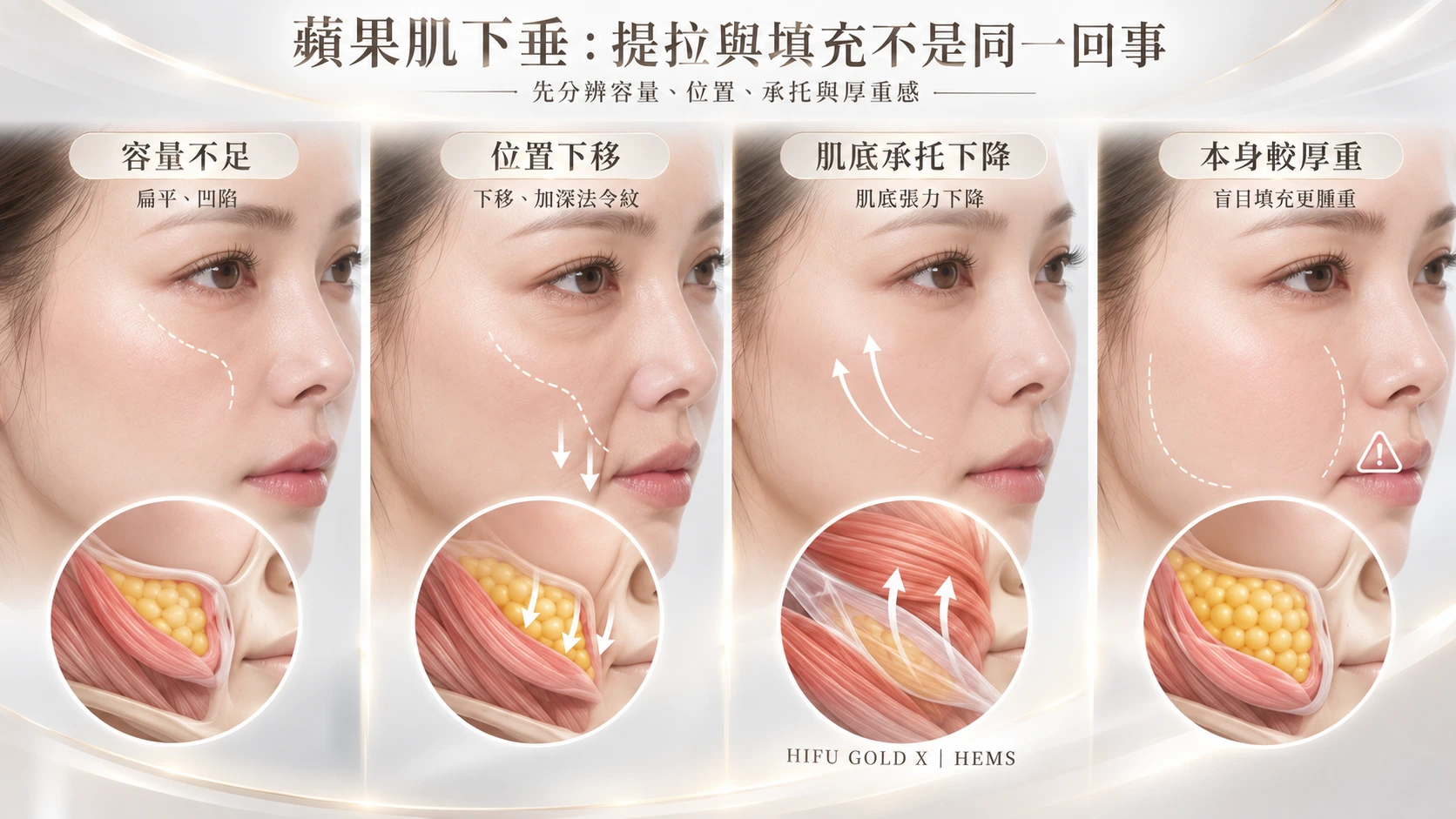 蘋果肌下垂：提拉與填充不是同一回事